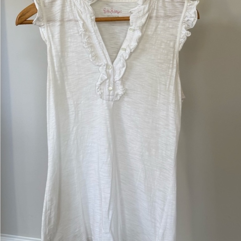 Lilly Pulitzer White Ruffled Sleeveless Blouse